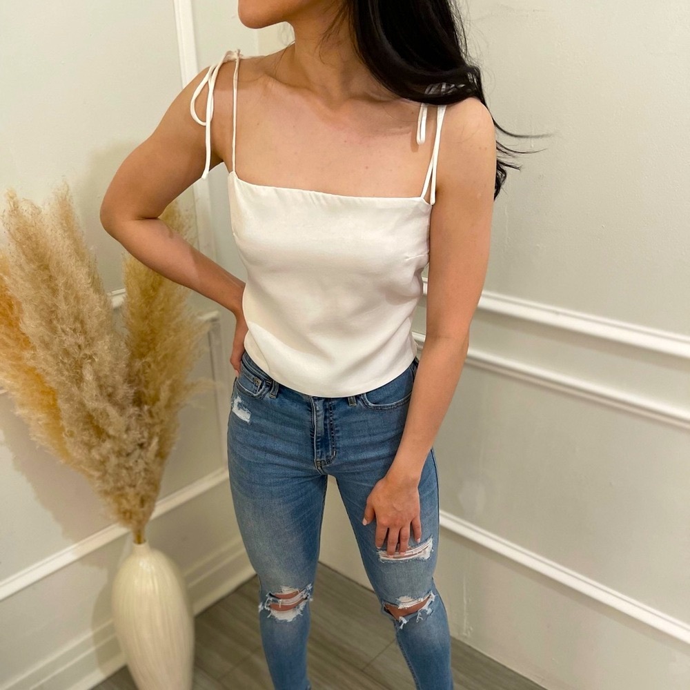White Smocked Back Crop Cami Top Size:
Small medium large